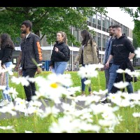 students walking near Alice Perry Engineering building